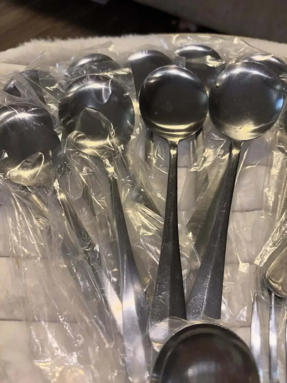 MCM Mid Century Modern Stainless Flatware Set 20pc Japan 3-Prong New Old Stock